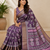 Purple block printed saree