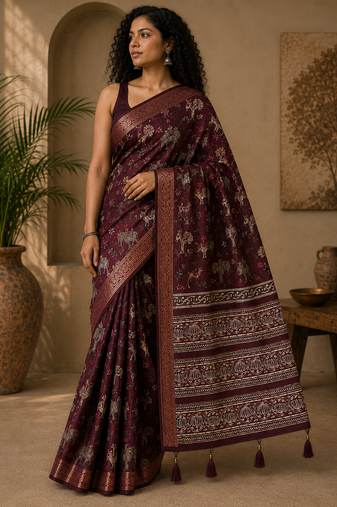 Magenta Saahi printed saree