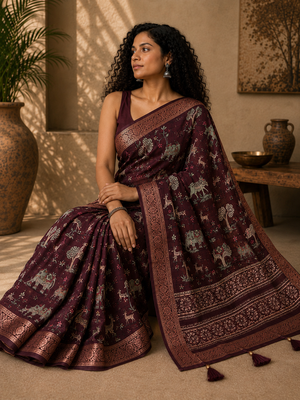 Magenta Saahi printed saree 3