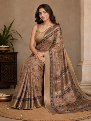 Brown Saahi floral printed saree 2