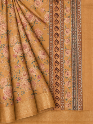 yellow Saahi floral printed saree 2