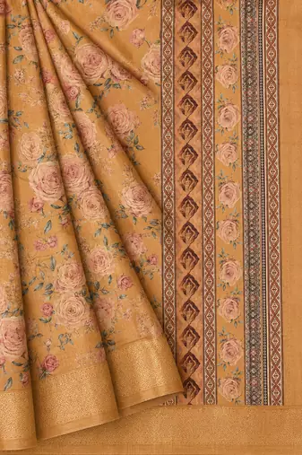 yellow Saahi floral printed saree