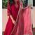 Women rani pink sequinned embroidered pv chanderi kurta pant dupatta set