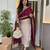 Designer ivory beige cp vichitra embroidered kurta set with wine embroidered dupatta