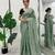 Sea green silk blend embroidered saree with thread work