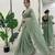 Sea green silk blend embroidered saree with thread work