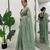 Sea green silk blend embroidered saree with thread work