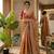 Orange silk blend embroidered saree with thread work