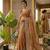 Orange silk blend embroidered saree with thread work
