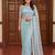 Sky blue net embroidered saree with sequins work