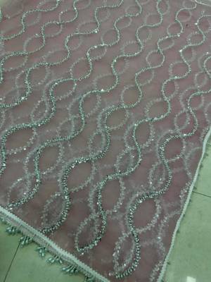 Baby pink net embroidered saree with sequins work 2
