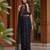 Black net embroidered saree with sequins work