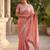 Pink chiffon embroidered saree with thread work