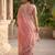 Pink chiffon embroidered saree with thread work