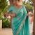Sea green chiffon embroidered saree with thread work