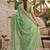 Green chiffon embroidered saree with thread work