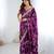 Purple satin embroidered saree with thread work