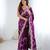 Purple satin embroidered saree with thread work
