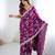 Purple satin embroidered saree with thread work