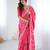 Pink satin embroidered saree with thread work