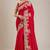Red silk blend embroidered saree with sequins work