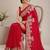 Red silk blend embroidered saree with sequins work
