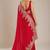 Red silk blend embroidered saree with sequins work