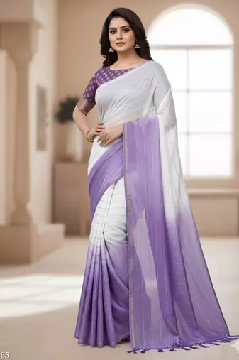 Purple silk blend printed saree with dots print