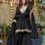 Designer black chinnon sharara suit set with mirror embroidery for women