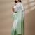 Green silk blend printed saree with dots print