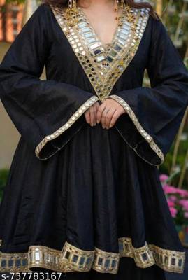 black chinnon sharara suit set with mirror embroidery 5