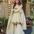 Designer cream chinnon sharara suit set with heavy mirror work for women