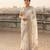 White satin embroidered saree with sequins work