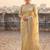 Yellow satin embroidered saree with sequins work