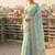 Sky blue satin embroidered saree with sequins work