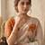Cream silk blend printed saree with floral print
