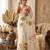 Cream silk blend printed saree with floral print