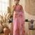Pink silk blend printed saree with floral print