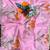 Pink silk blend printed saree with floral print
