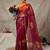 Magenta silk blend printed saree with floral print