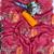 Magenta silk blend printed saree with floral print