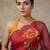 Magenta silk blend printed saree with floral print
