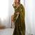 Olive silk blend embroidered saree with sequins work