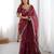 Maroon silk blend embroidered saree with sequins work