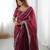 Maroon silk blend embroidered saree with sequins work