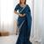 Teal silk blend embroidered saree with sequins work