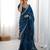 Teal silk blend embroidered saree with sequins work