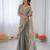 Grey silk blend embroidered saree with sequins work