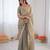 Grey silk blend embroidered saree with sequins work