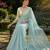 Sky blue net embroidered saree with sequins work